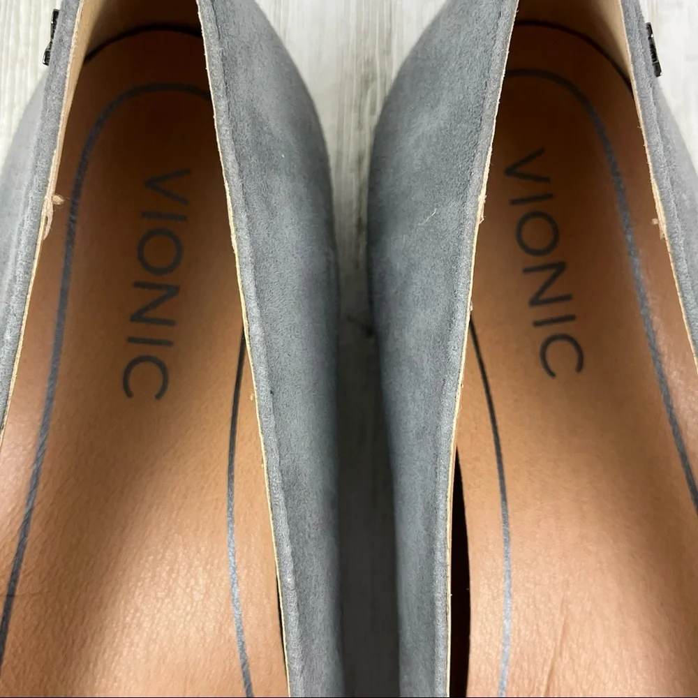 Vionic Gray Suede Pointed Toe Ballet Flats 8 Comfort Shoes - Picture 5 of 10